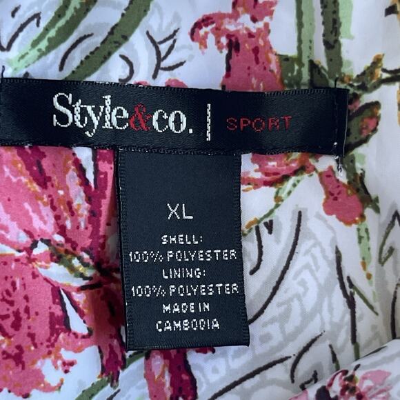 Style & Co Sport Full Womens Jacket Extra Large XL Floral Full Zip Hidden Hooded - Picture 5 of 10